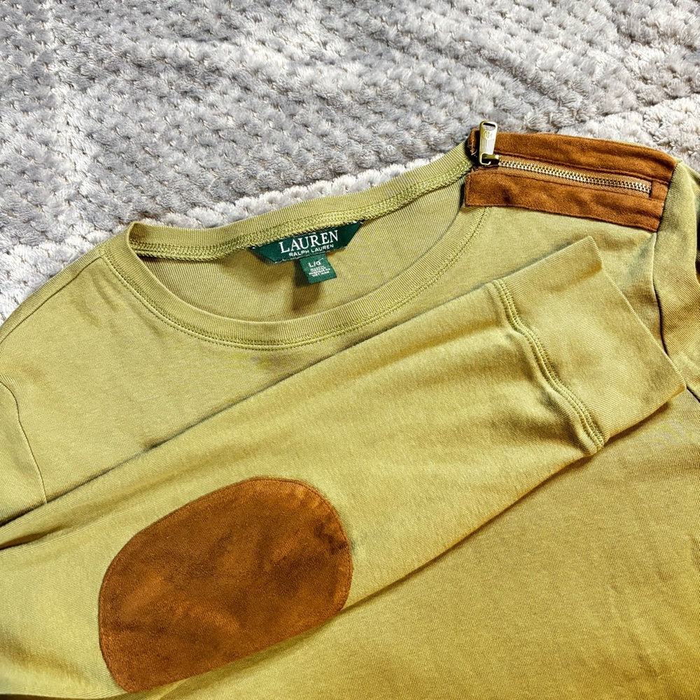 Lauren Ralph Lauren Khaki Sweater with Tan Accents